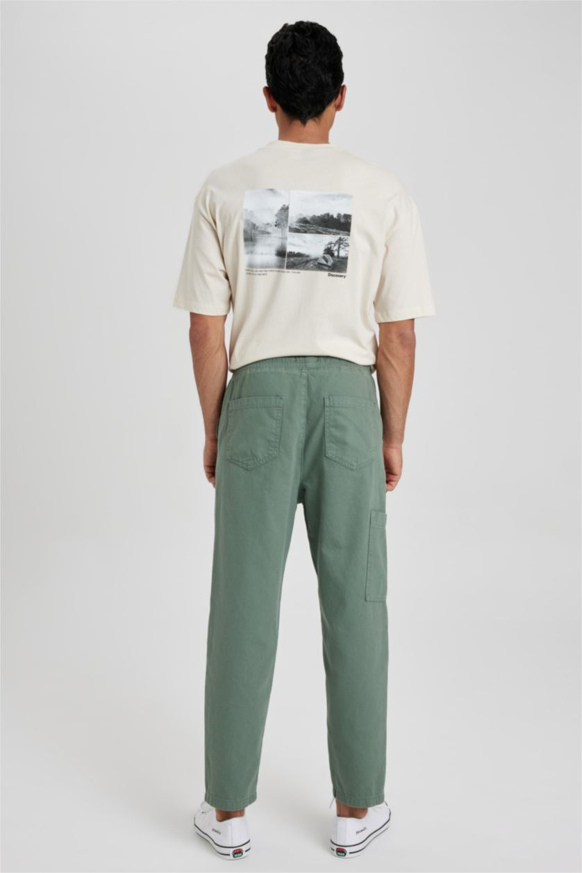 رجالي أخضر بنطلون جبردين قصة مريحة برجل عادية بجيب