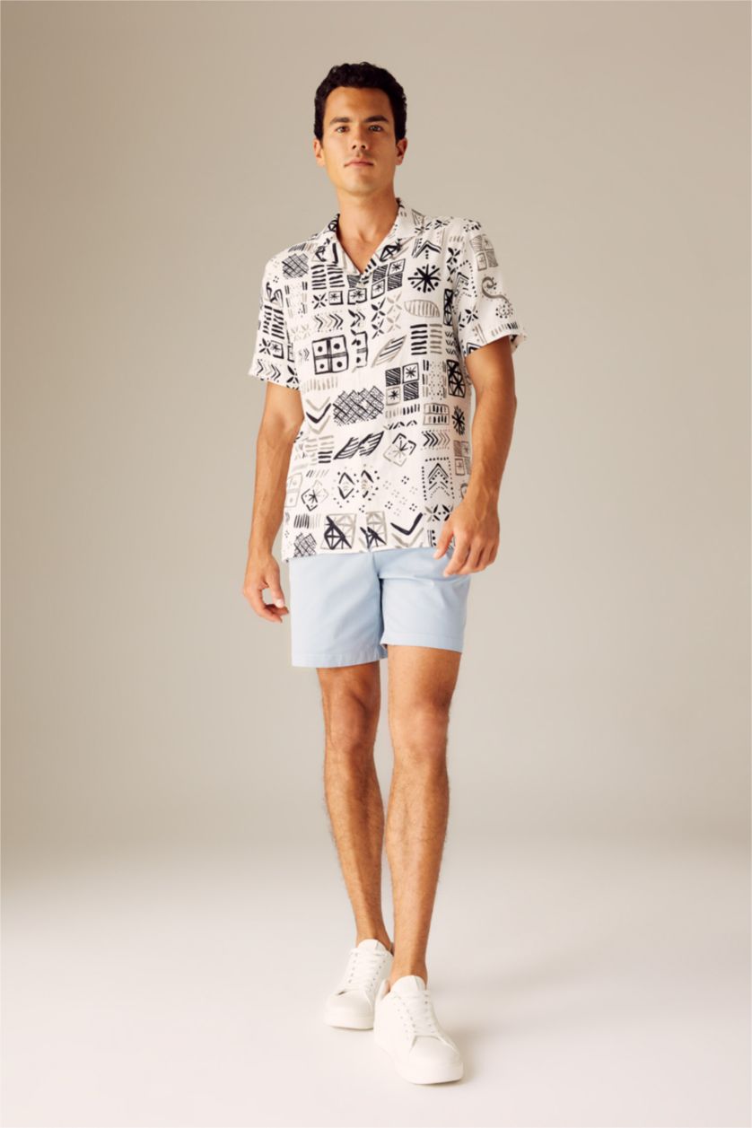 MAN Ecru Regular Fit Cotton Short Sleeve Shirt