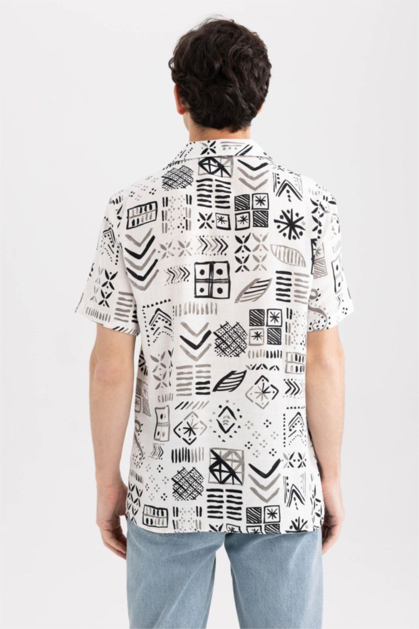 MAN Ecru Regular Fit Cotton Short Sleeve Shirt