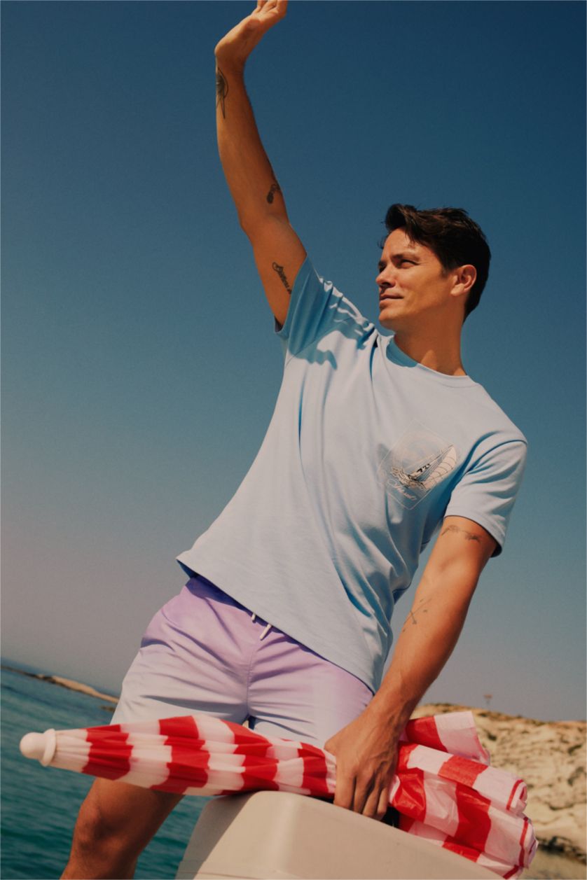 MAN Blue Regular Fit Ribana Short Sleeve T-Shirt