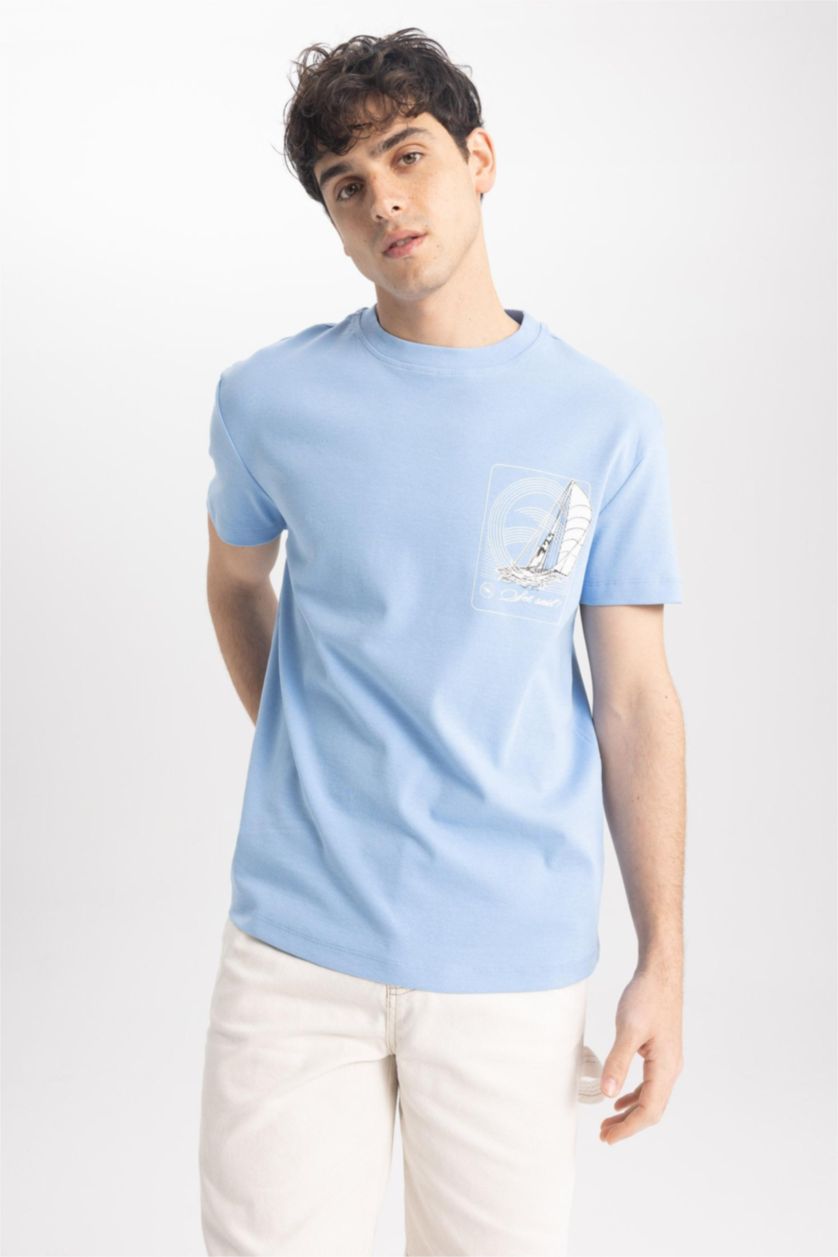 MAN Blue Regular Fit Ribana Short Sleeve T-Shirt