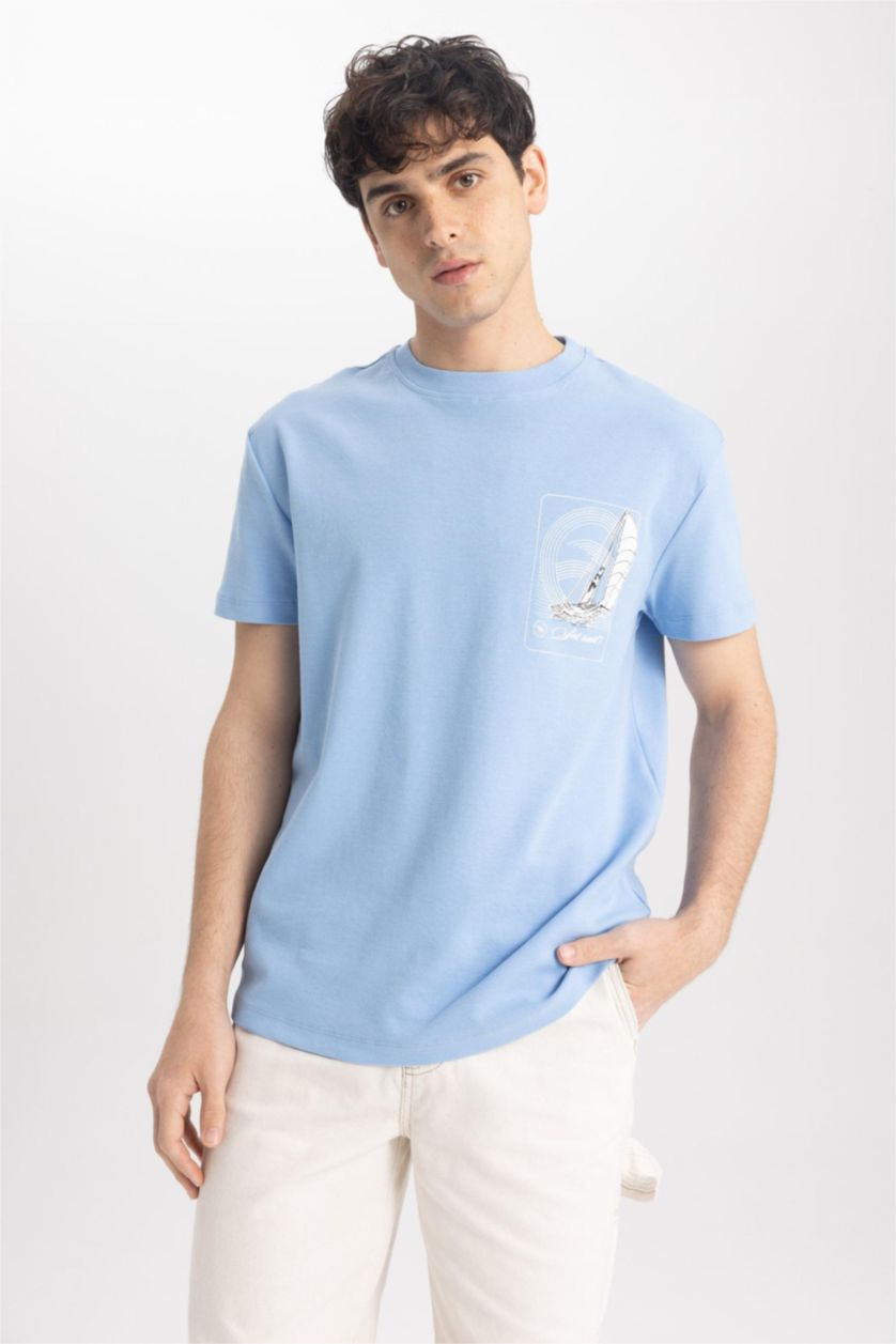MAN Blue Regular Fit Ribana Short Sleeve T-Shirt
