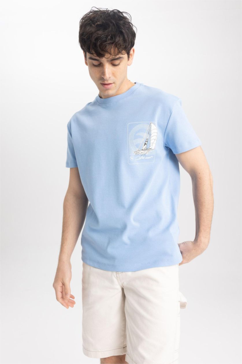 MAN Blue Regular Fit Ribana Short Sleeve T-Shirt