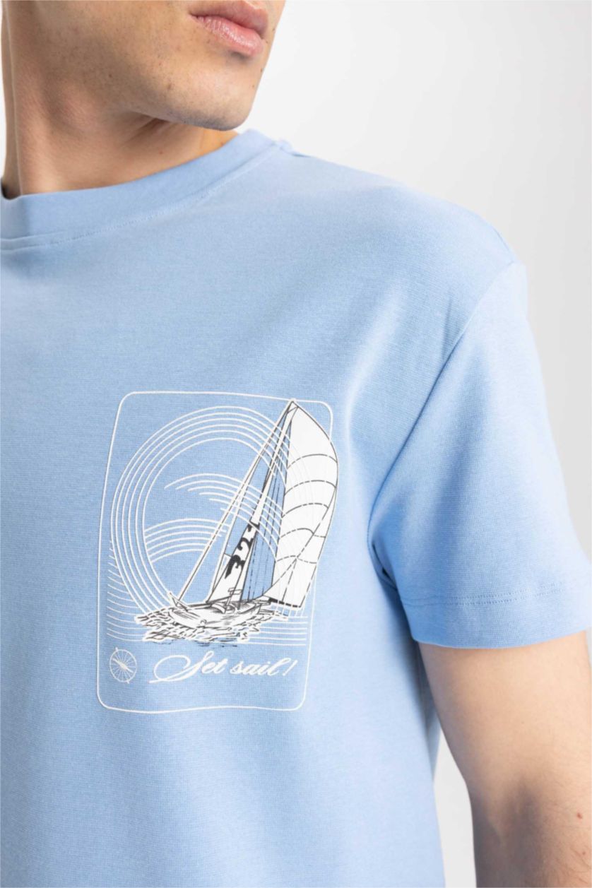 MAN Blue Regular Fit Ribana Short Sleeve T-Shirt