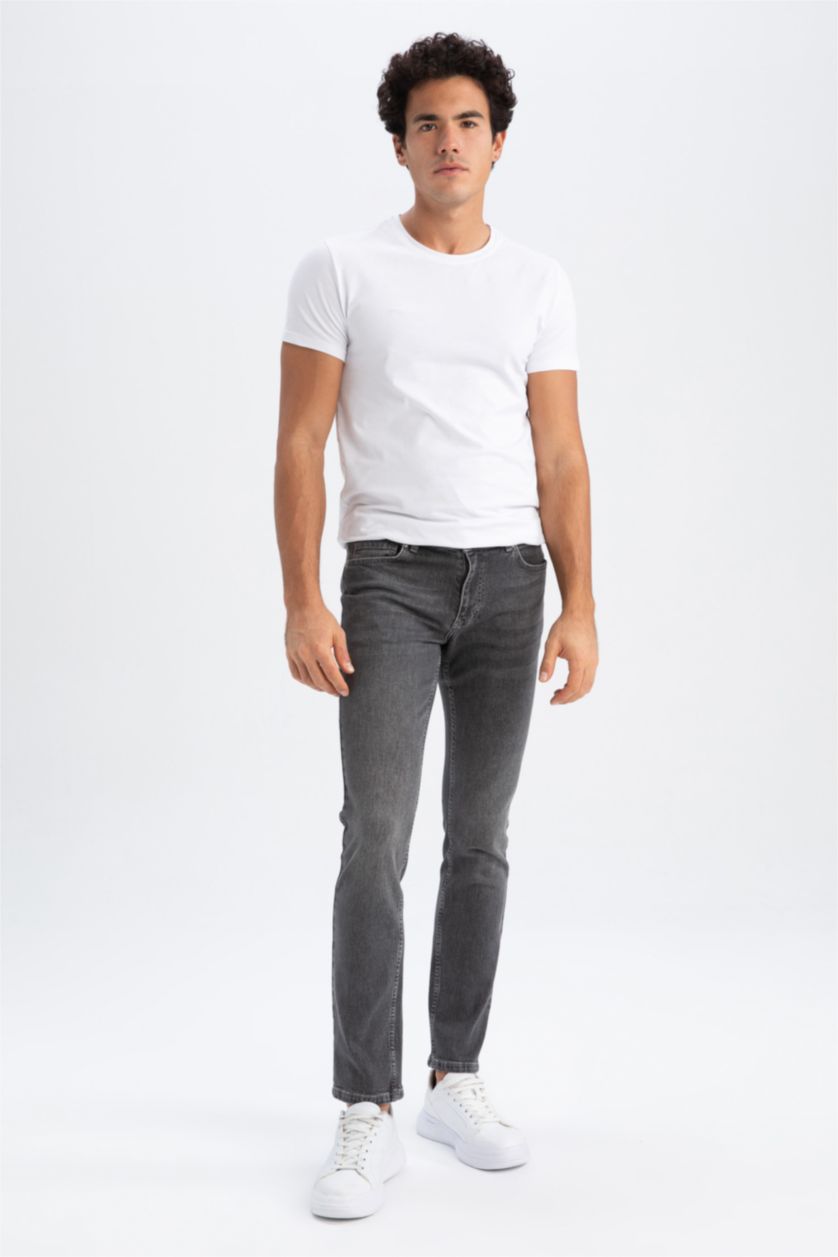 HOMME Gris Pantalon Jean PEDRO - Coupe slim en jean Ourlet étroit