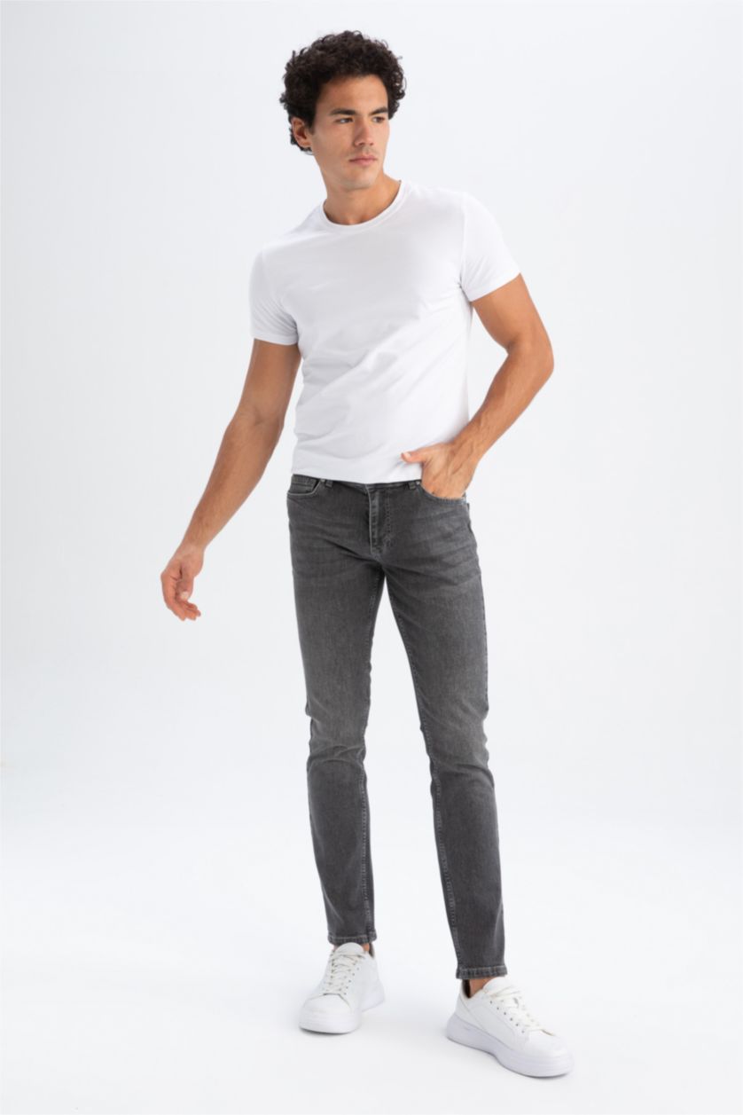HOMME Gris Pantalon Jean PEDRO - Coupe slim en jean Ourlet étroit