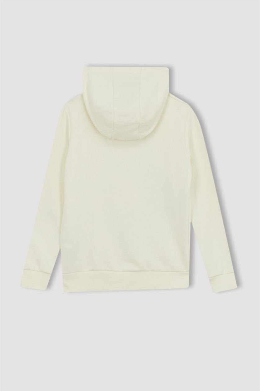 BOYS & TEENS Ecru Boys Regular Fit Hoodie Sweatshirt