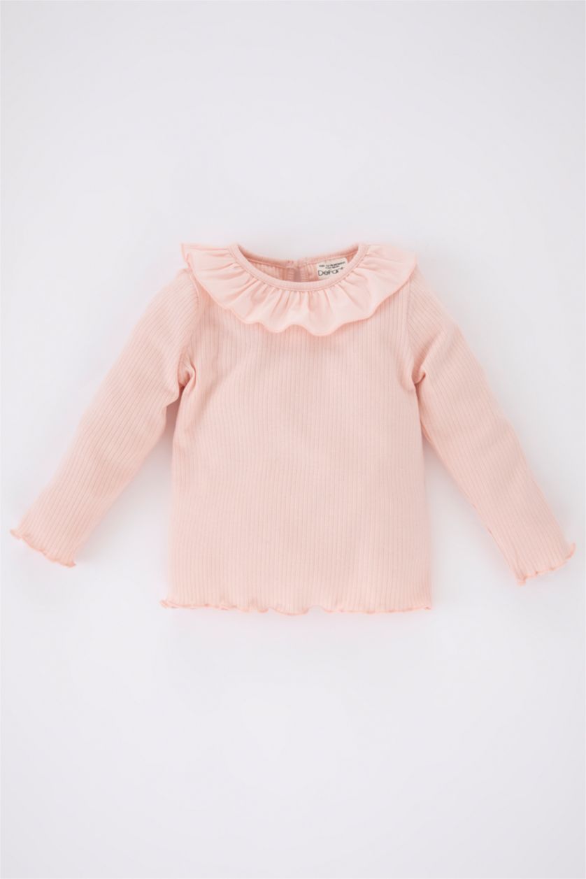 BABY GIRL Light Pink Baby Girls Regular Fit Corded Camisole Long Sleeved T-Shirt