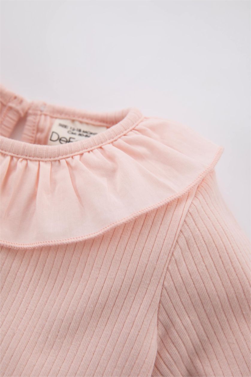 BABY GIRL Light Pink Baby Girls Regular Fit Corded Camisole Long Sleeved T-Shirt