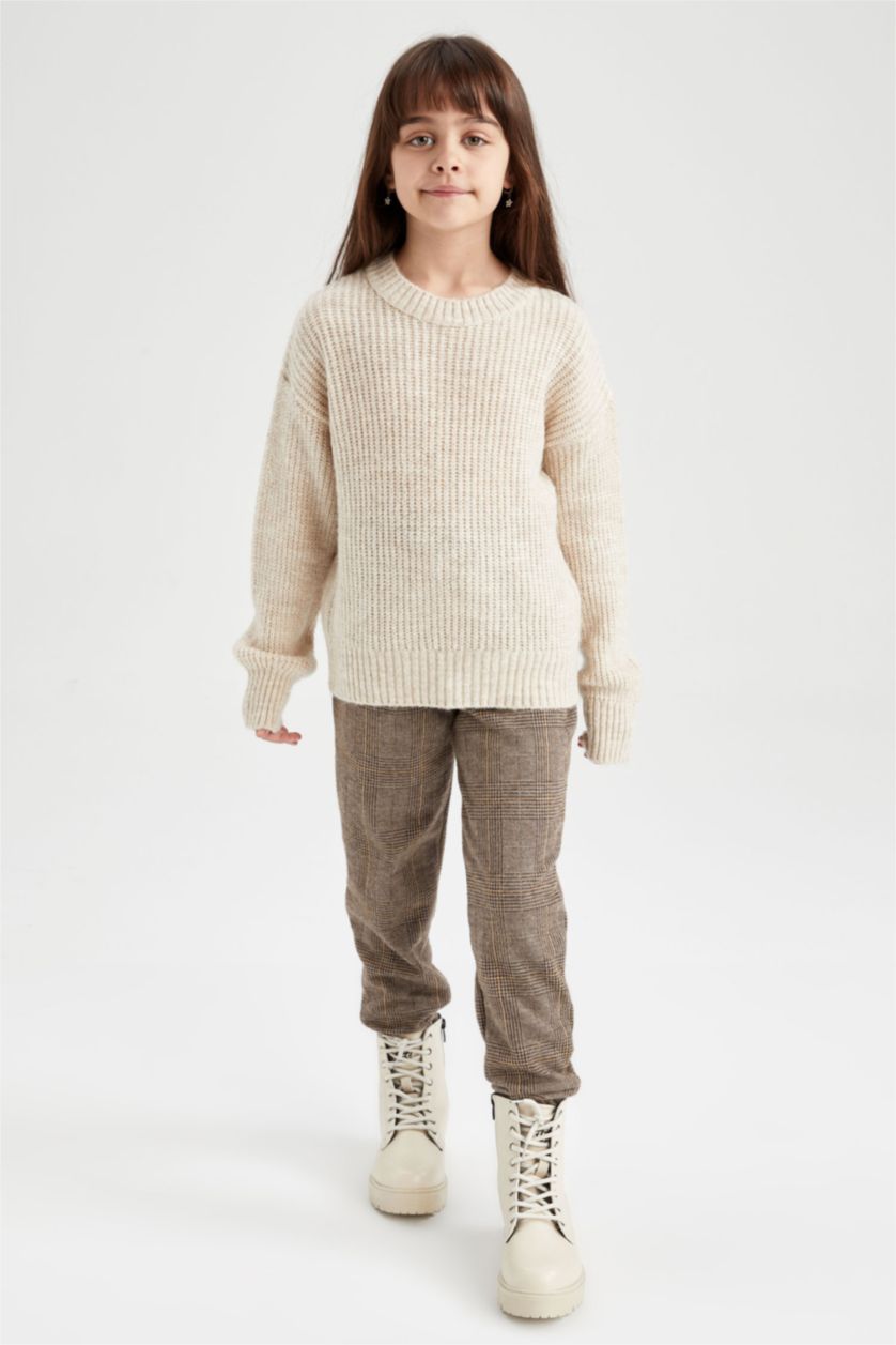 FILLES Écru Pull Tricot Col rond Fille