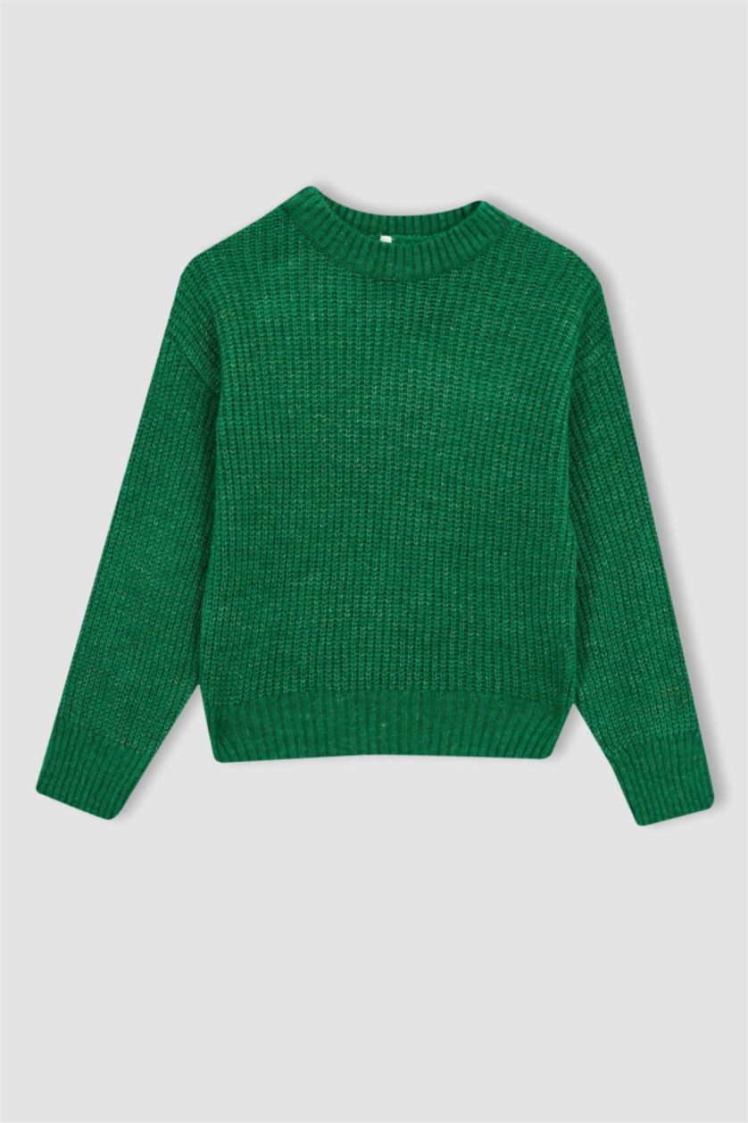 FILLES Vert Pull Tricot Col rond Fille