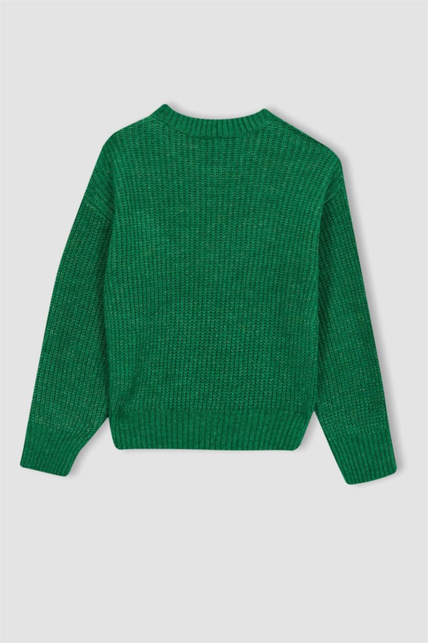 FILLES Vert Pull Tricot Col rond Fille