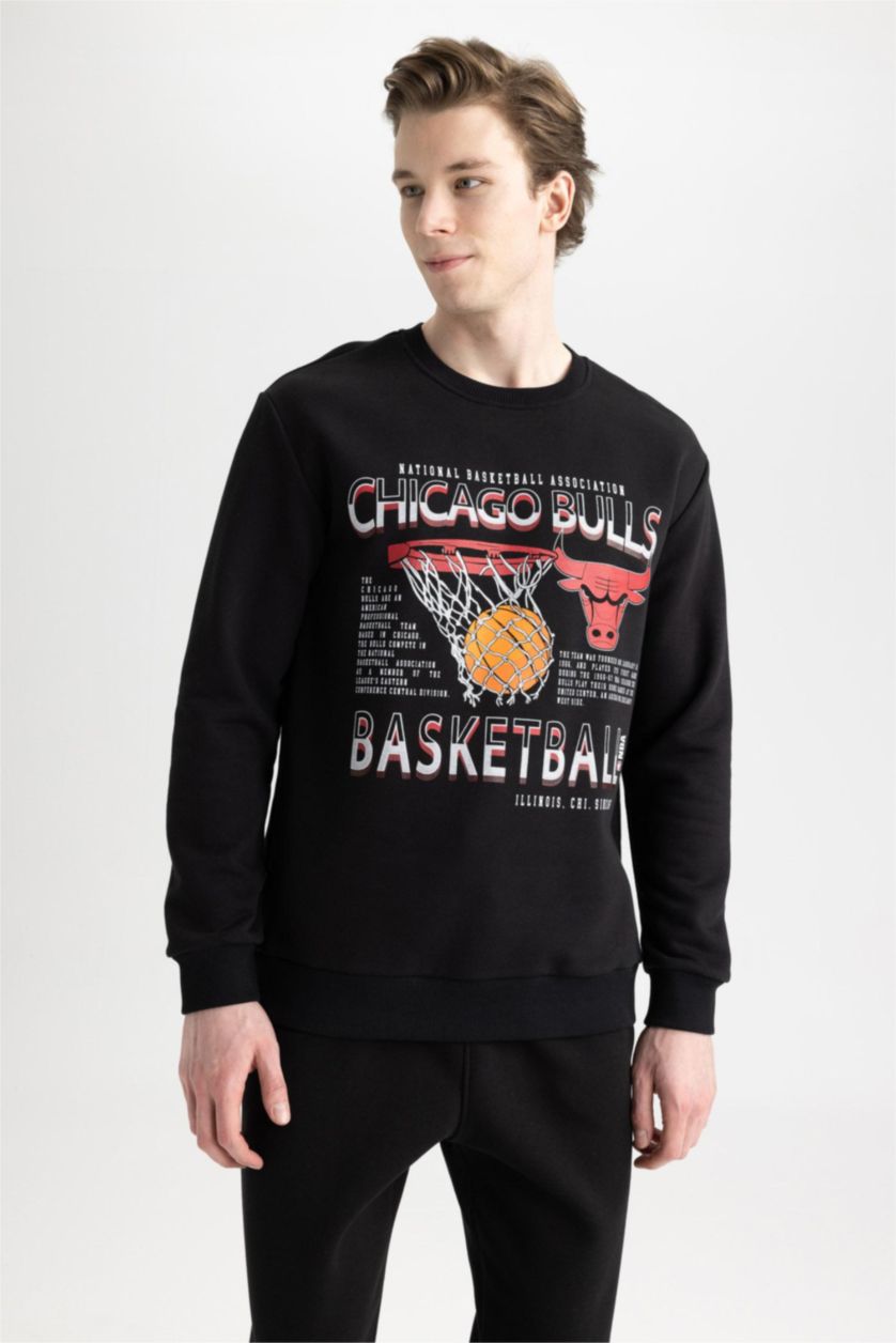 Ерлер қара NBA Chicago Bulls стандарт пішім дөңгелек жаға Свитер