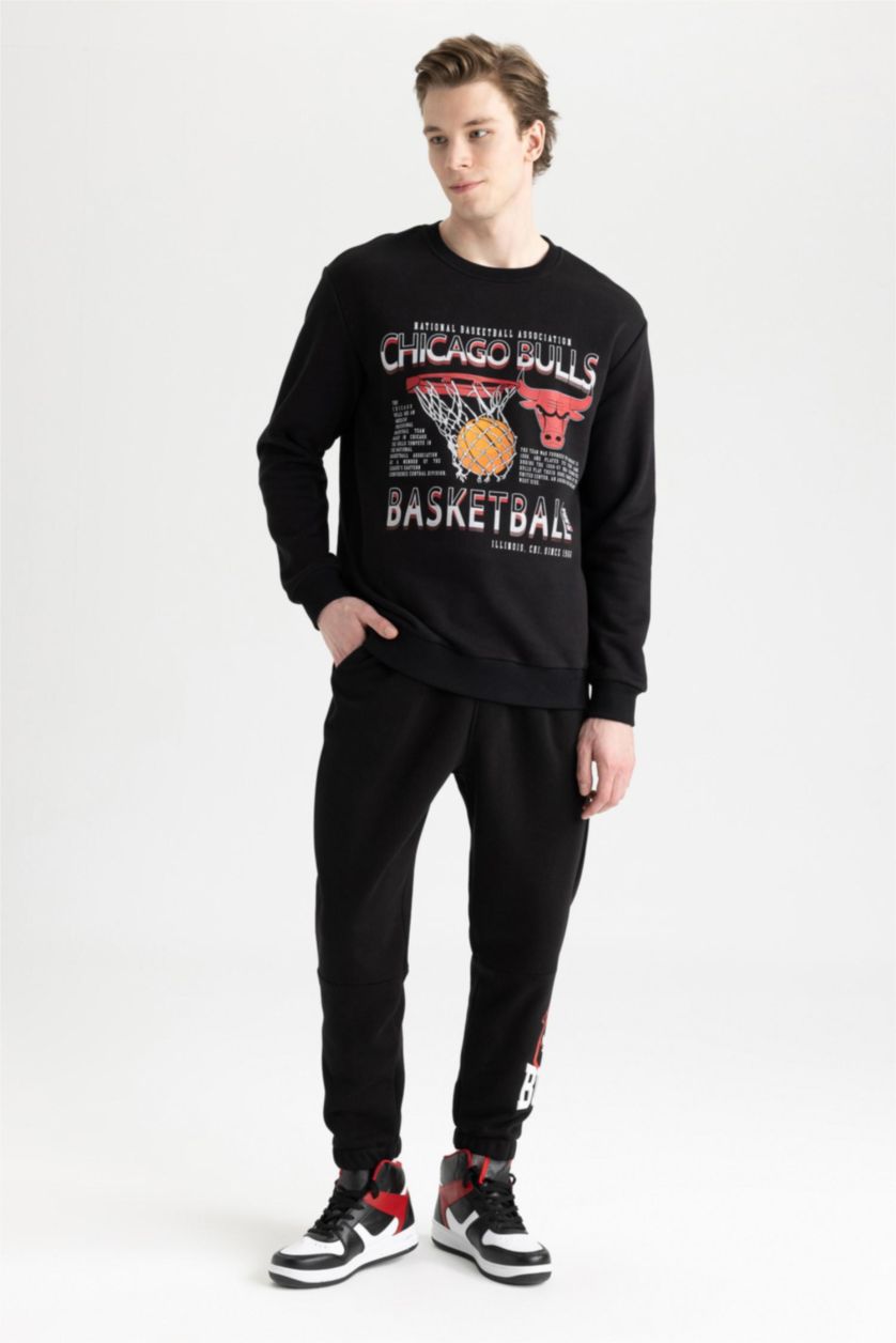 Ерлер қара NBA Chicago Bulls стандарт пішім дөңгелек жаға Свитер