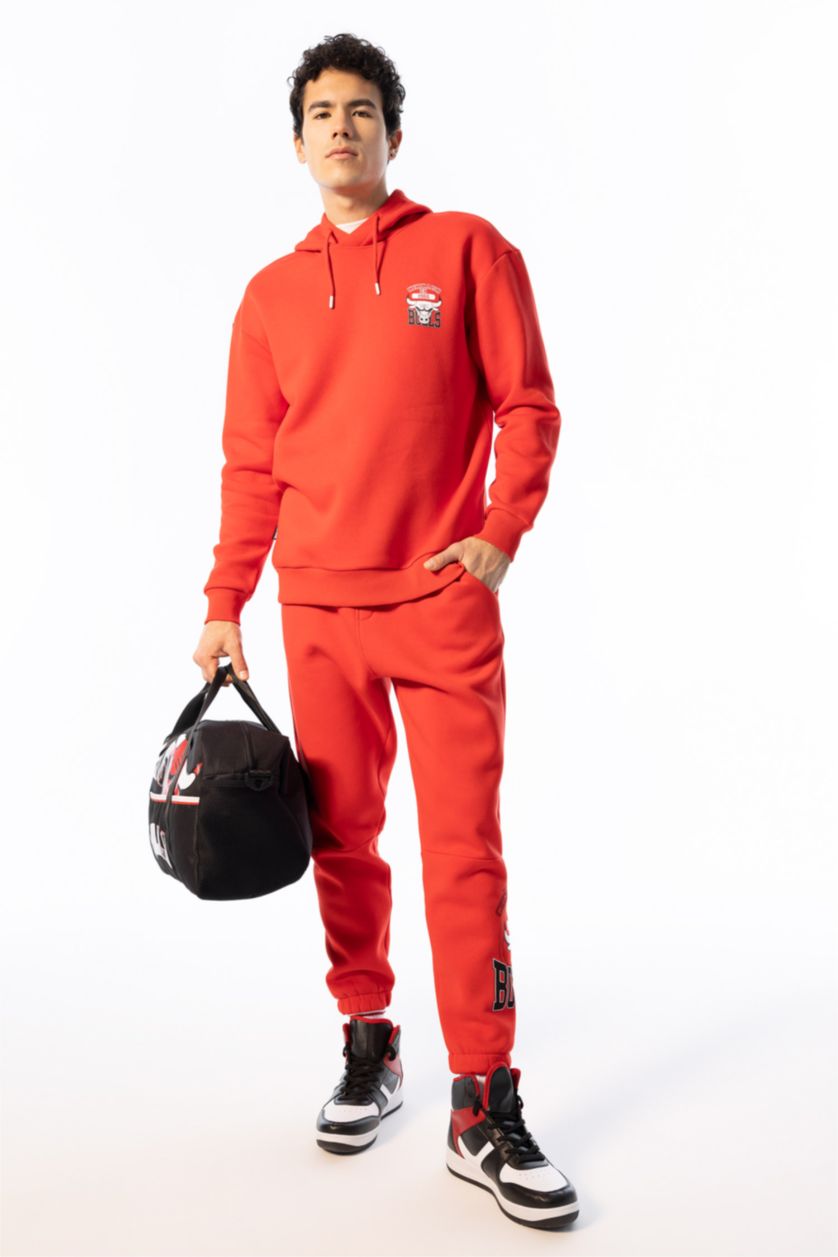 MAN Red Defacto Fit NBA Chicago Bulls Standard Fit Elastic Band Ankle Jogger