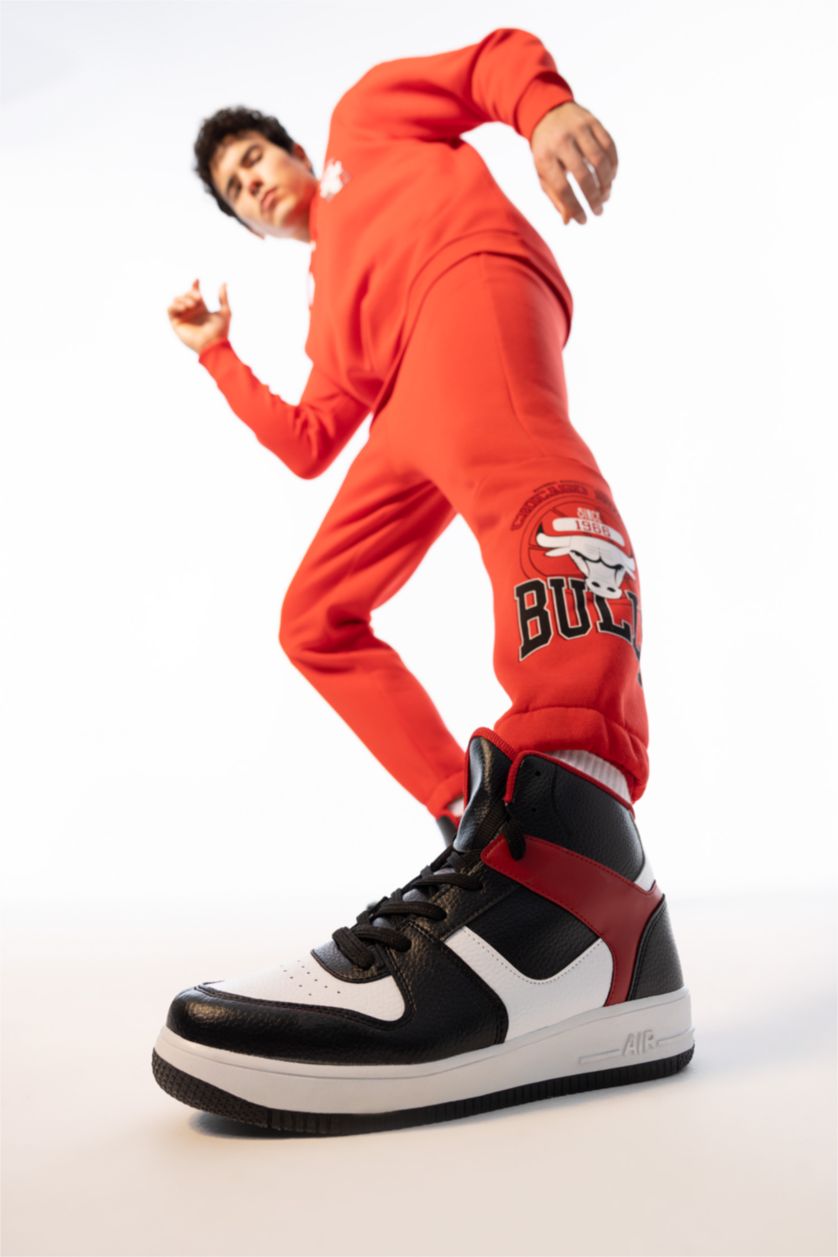 MAN Red Defacto Fit NBA Chicago Bulls Standard Fit Elastic Band Ankle Jogger