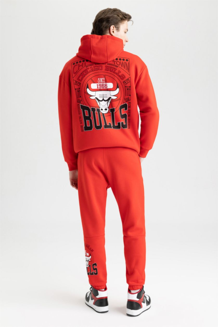MAN Red Defacto Fit NBA Chicago Bulls Standard Fit Elastic Band Ankle Jogger