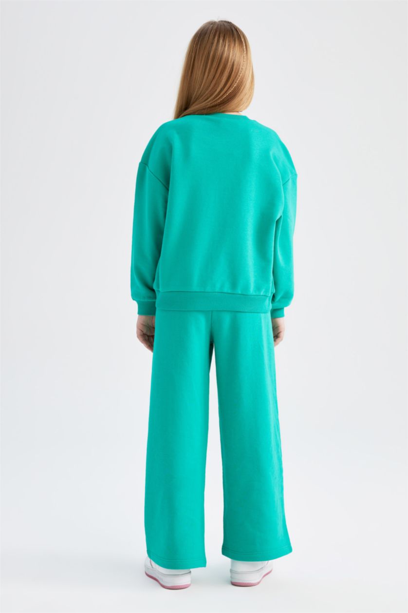 Kız Çocuk - Genç Kız Yeşil Kız Çocuk Uzun Kollu Tişört Eşofman Alt 2'li Takım