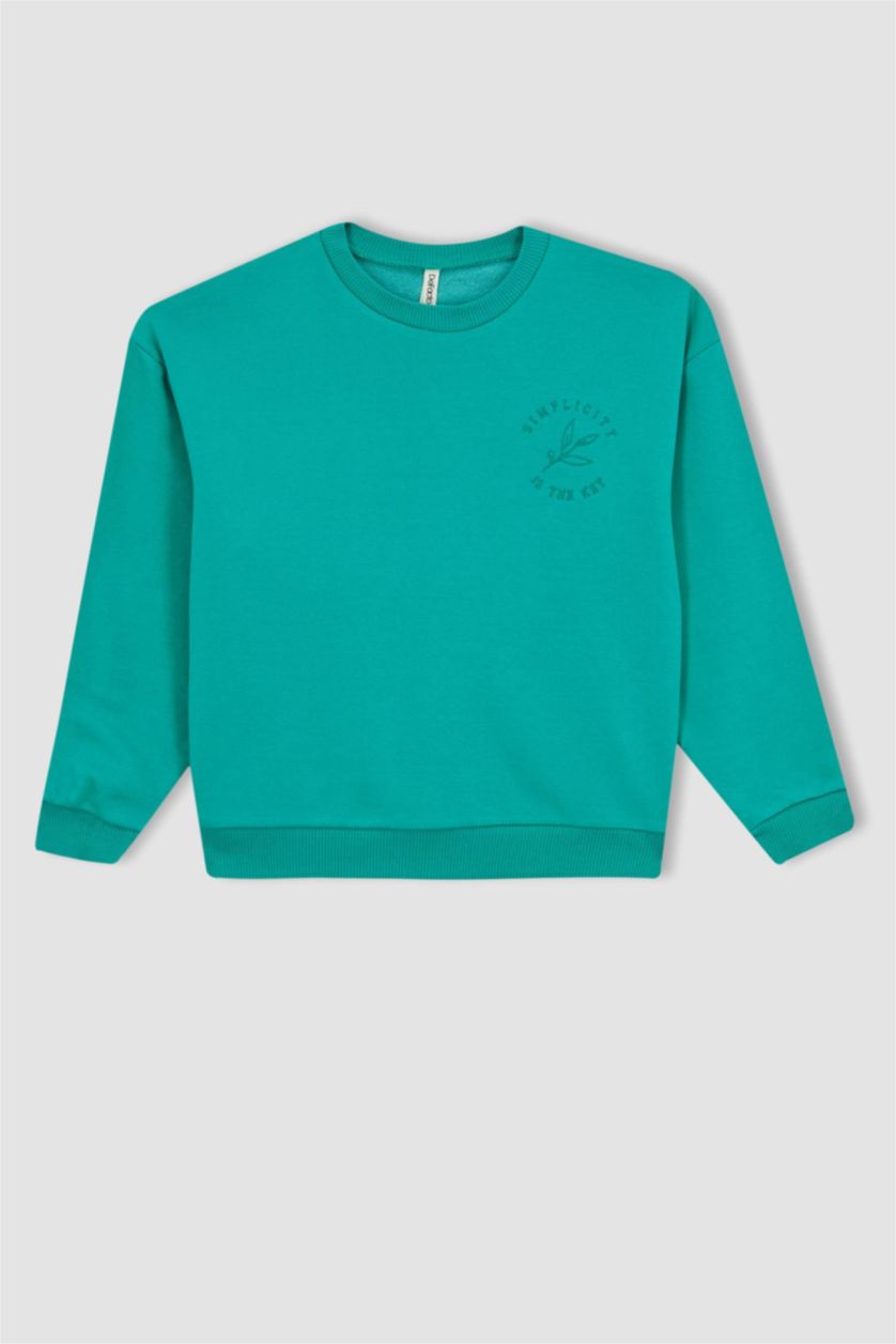 Kız Çocuk - Genç Kız Yeşil Kız Çocuk Uzun Kollu Tişört Eşofman Alt 2'li Takım