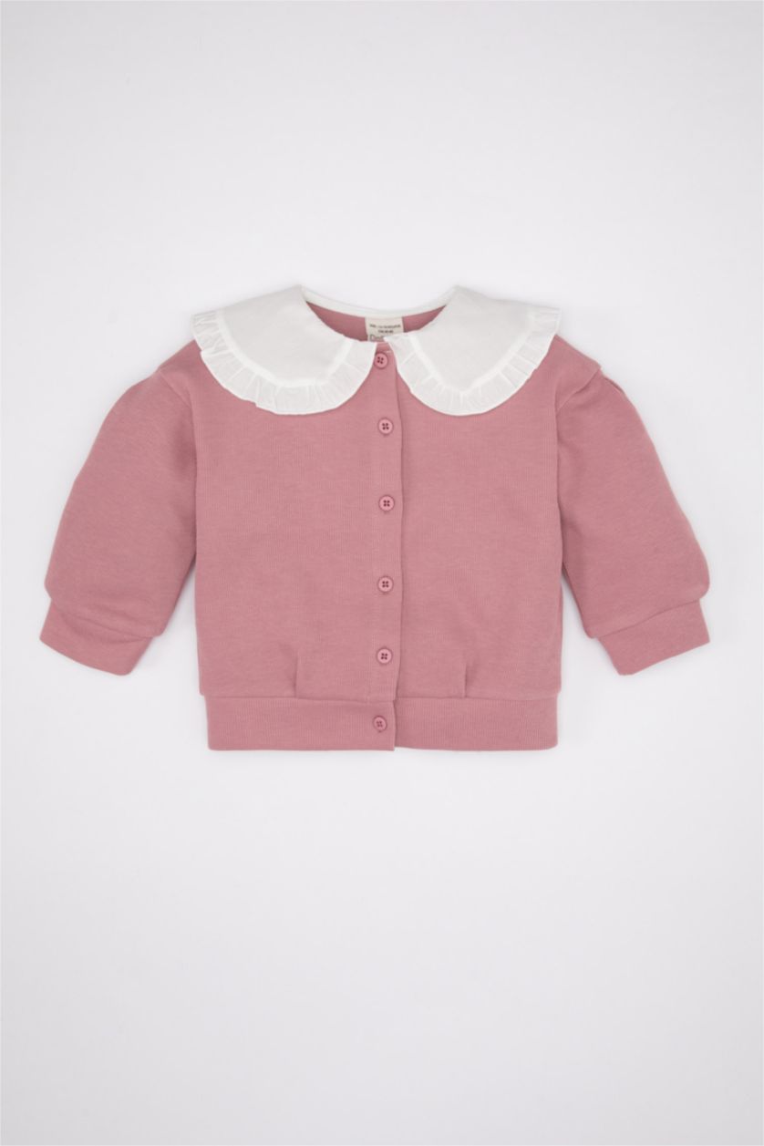 BABY GIRL Rose Baby Girl Big Collar Thessaloniki Fabric Cardigan