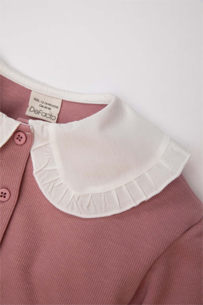 BABY GIRL Rose Baby Girl Big Collar Thessaloniki Fabric Cardigan