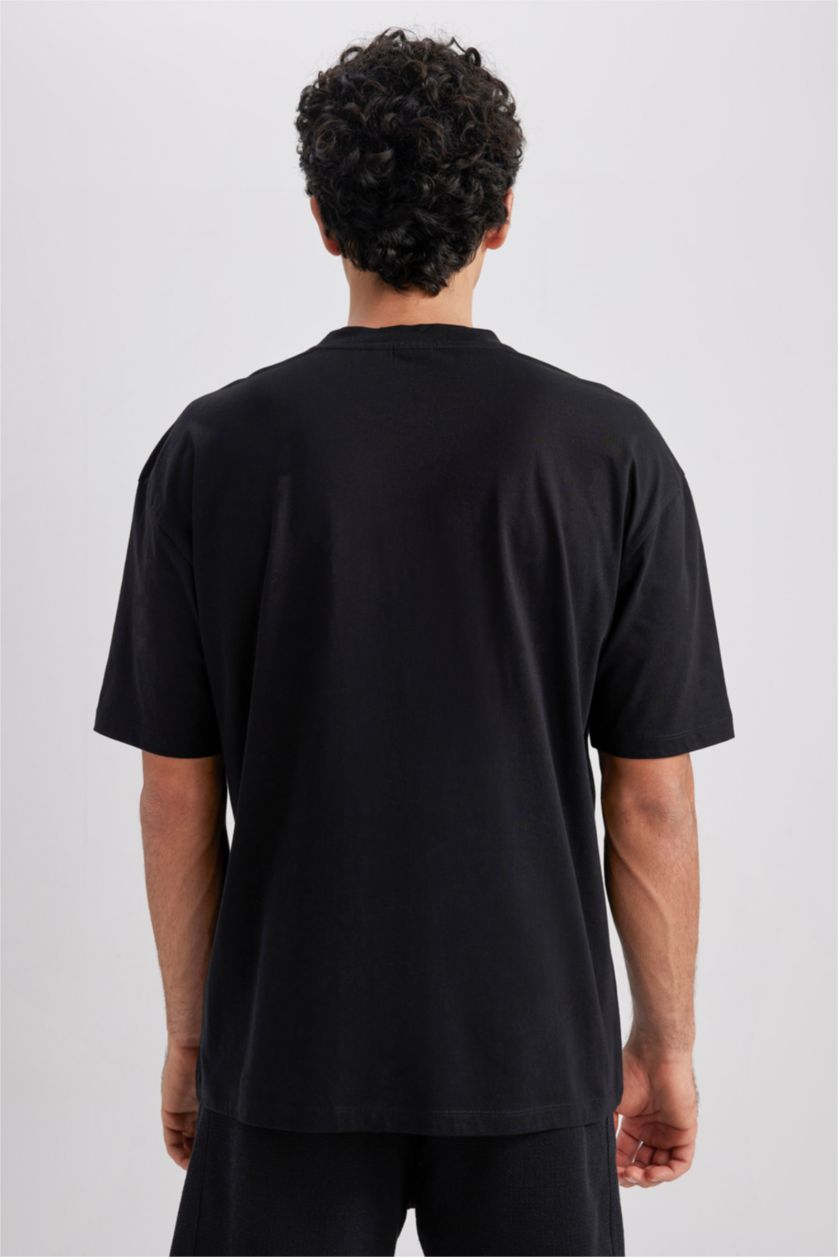 Erkek Siyah Oversıze Kısa Kollu Tişört