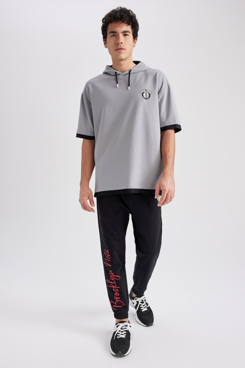 Erkek Gri Oversıze Sweatshirt Kumaşı Kısa Kollu Tişört