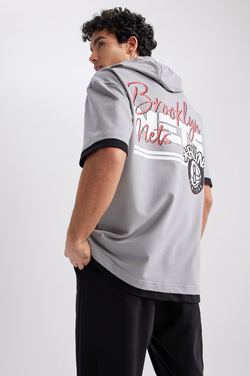 Erkek Gri Oversıze Sweatshirt Kumaşı Kısa Kollu Tişört