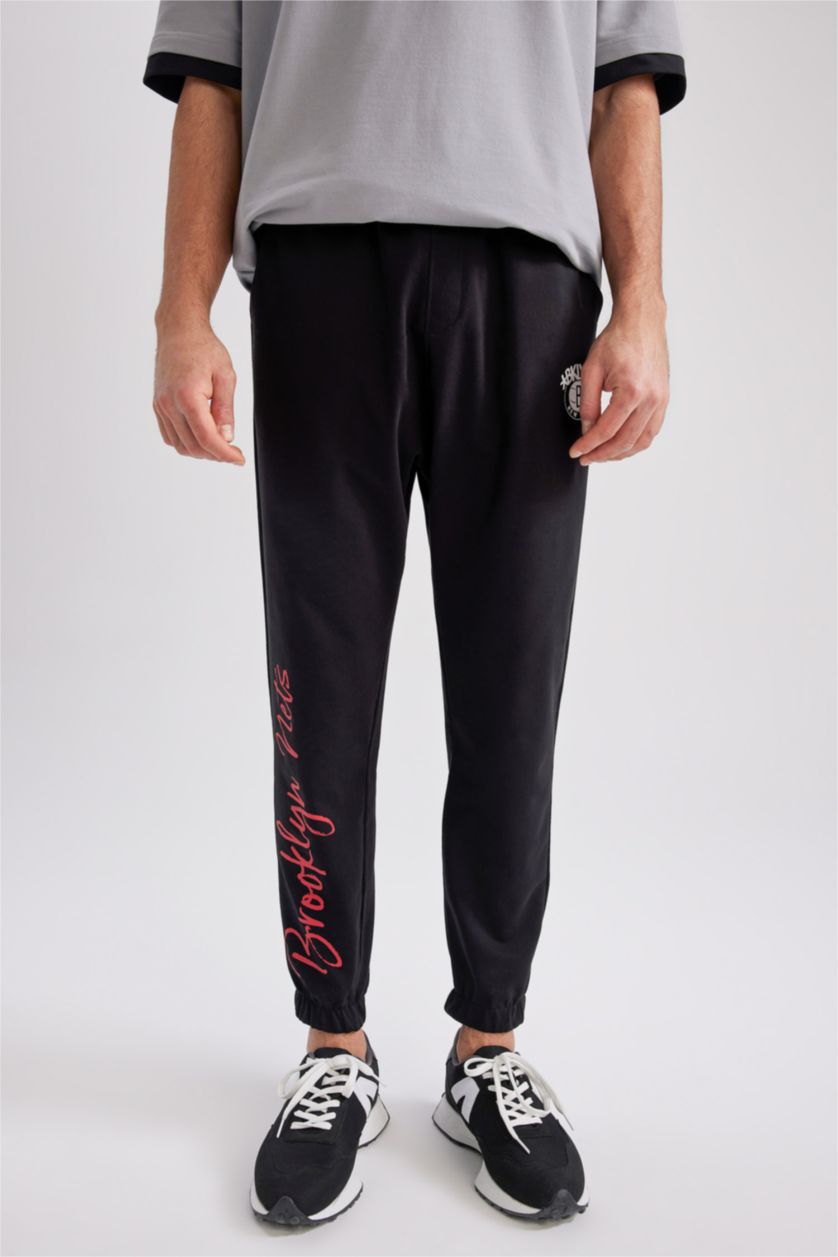 Ерлер қара NBA Brooklyn Nets стандарт пішім иілімді жолақ Джоггер