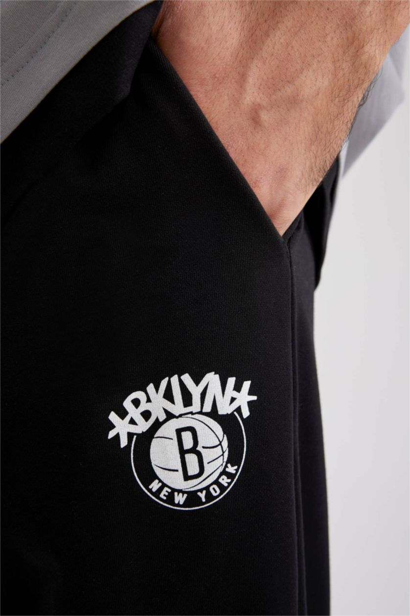 Ерлер қара NBA Brooklyn Nets стандарт пішім иілімді жолақ Джоггер