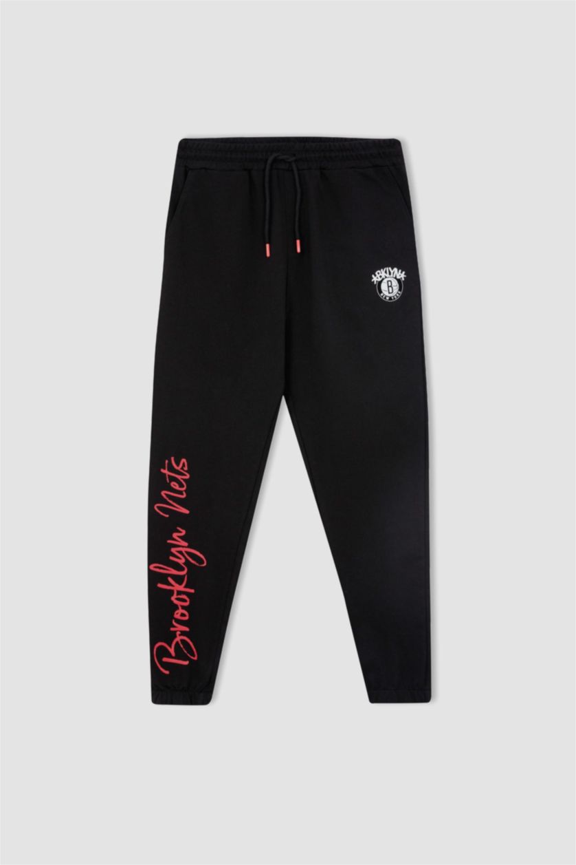 Ерлер қара NBA Brooklyn Nets стандарт пішім иілімді жолақ Джоггер