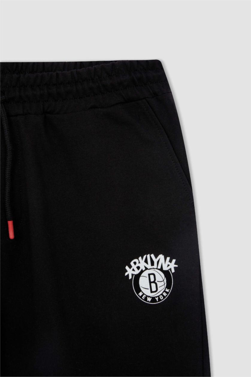 Ерлер қара NBA Brooklyn Nets стандарт пішім иілімді жолақ Джоггер