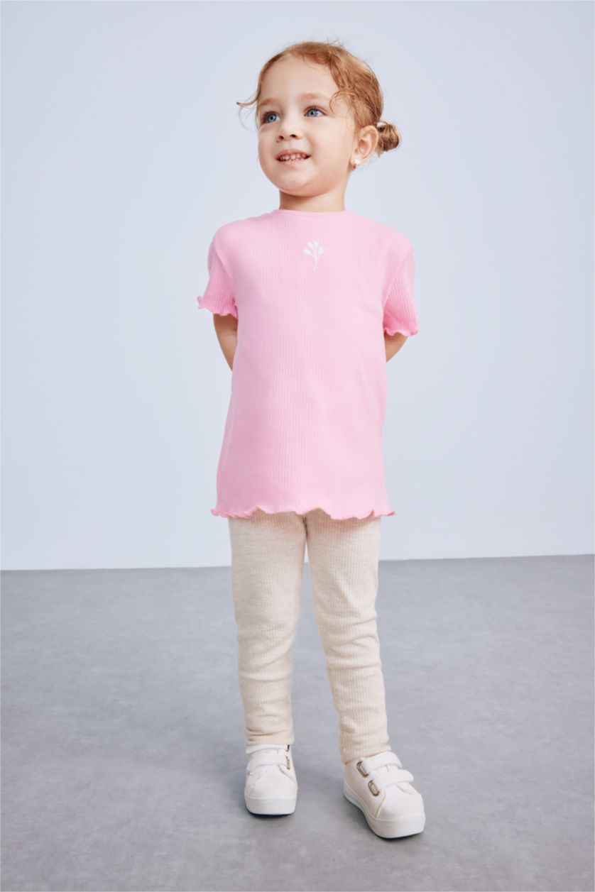 Baby Girl Light Beige Baby Girl Regular Fit Leggings