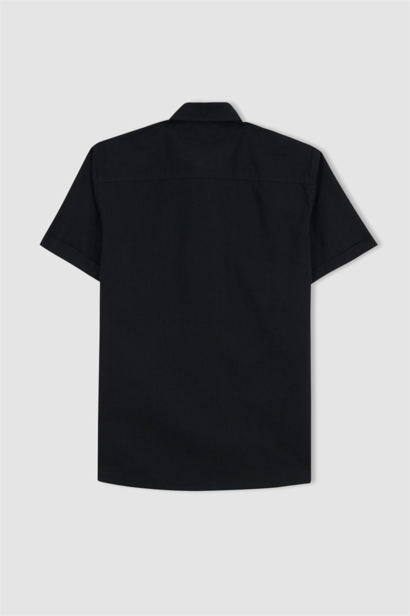 Мужчины Черный Рубашка приталенного кроя с коротким рукавом