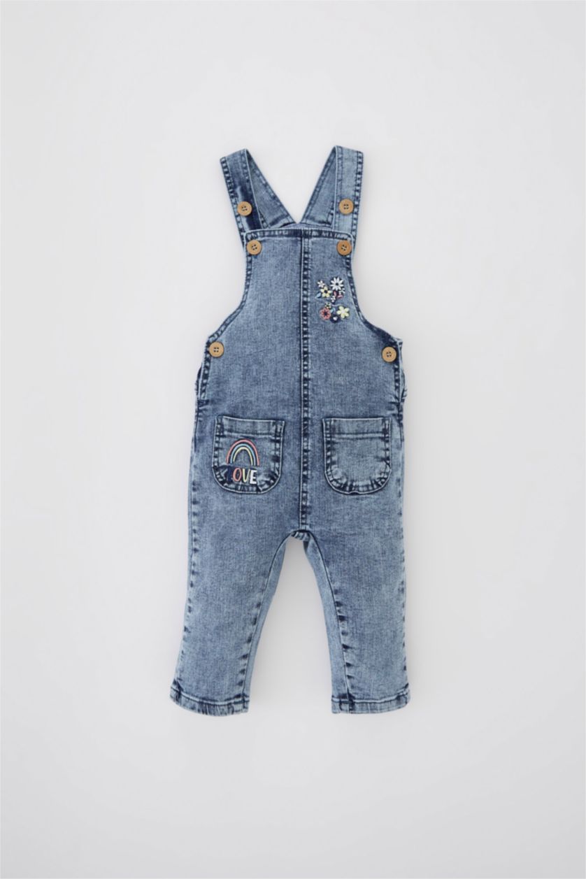 BABY GIRL Light Blue Baby Girl Floral Jean Jumpsuit