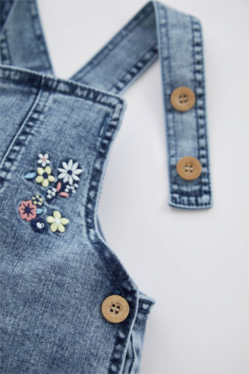 BABY GIRL Light Blue Baby Girl Floral Jean Jumpsuit