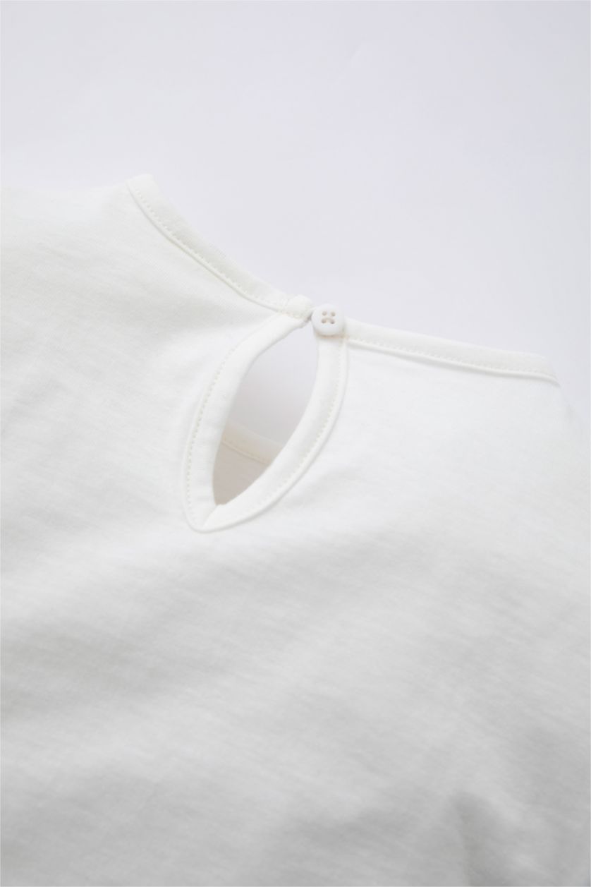 BABY GIRL White Baby Girls Regular Fit Crew Neck Long Sleeved T-Shirt