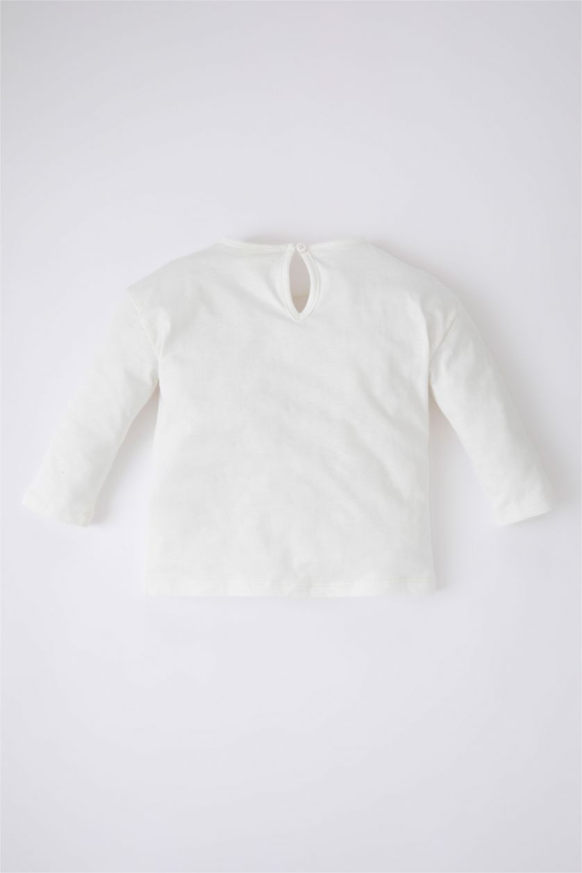 BABY GIRL White Baby Girls Regular Fit Crew Neck Long Sleeved T-Shirt