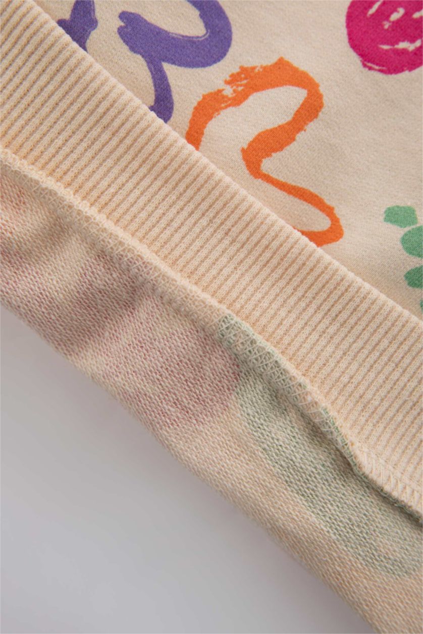 BABY GIRL Salmon Baby Girls Regular Fit Crew Neck Floral Sweatshirt