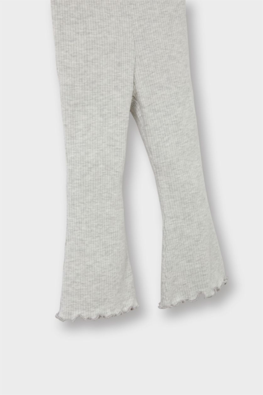 طفلة صغيرة ميلانج رمادي فاتح بنطلون ليجن بناتي برجل واسع مضلع