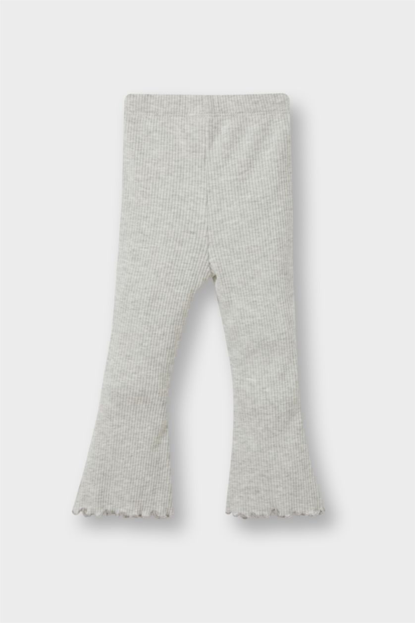 طفلة صغيرة ميلانج رمادي فاتح بنطلون ليجن بناتي برجل واسع مضلع