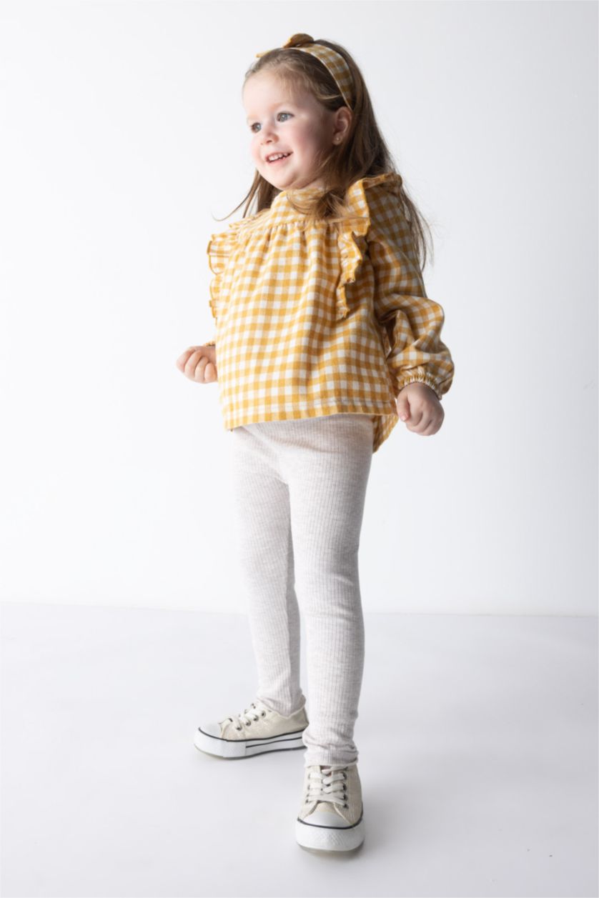 Baby Girl Beige Melange Baby Girl Ribbed Camisole Tights