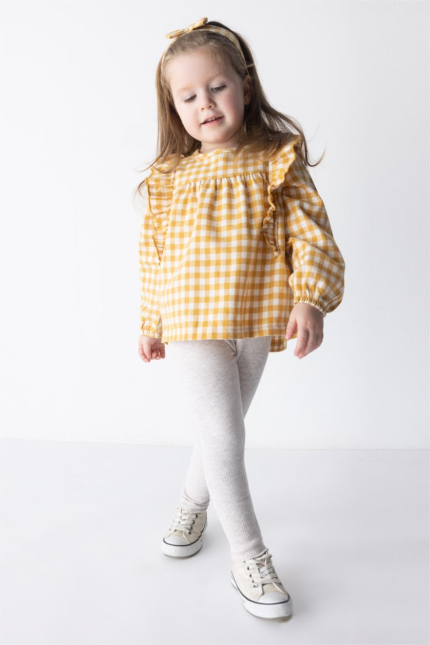 Baby Girl Beige Melange Baby Girl Ribbed Camisole Tights