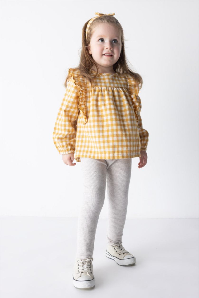 Baby Girl Beige Melange Baby Girl Ribbed Camisole Tights