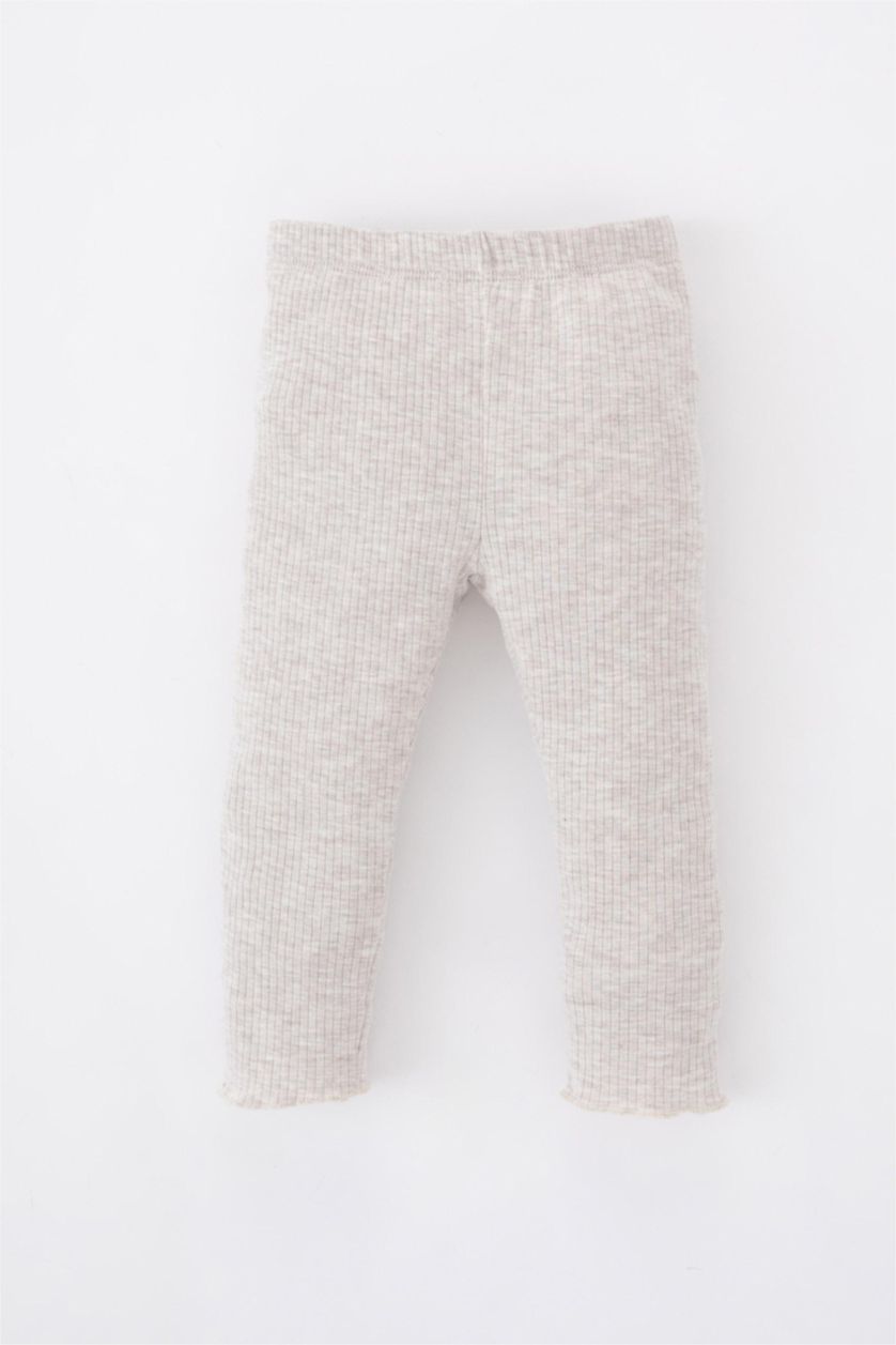 Baby Girl Beige Melange Baby Girl Ribbed Camisole Tights