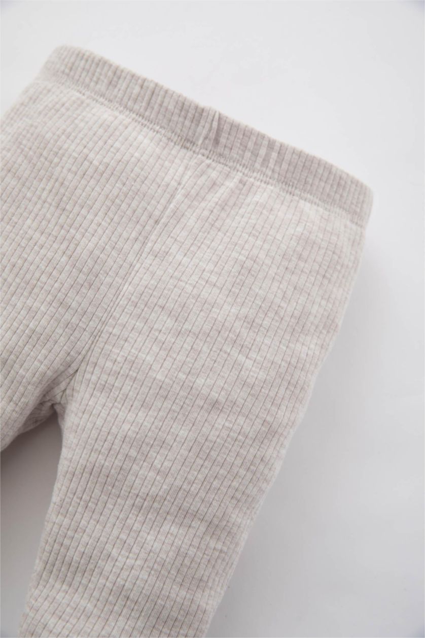 Baby Girl Beige Melange Baby Girl Ribbed Camisole Tights