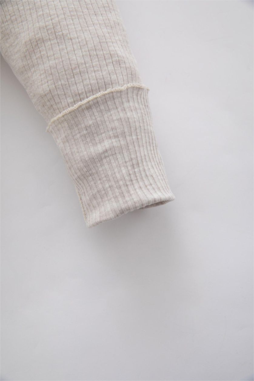 Baby Girl Beige Melange Baby Girl Ribbed Camisole Tights