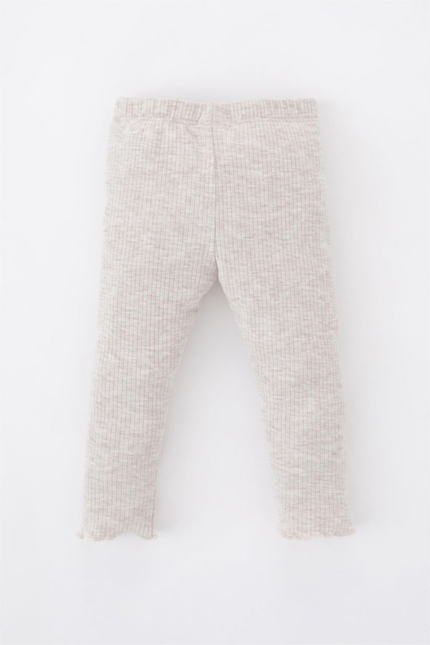 Baby Girl Beige Melange Baby Girl Ribbed Camisole Tights