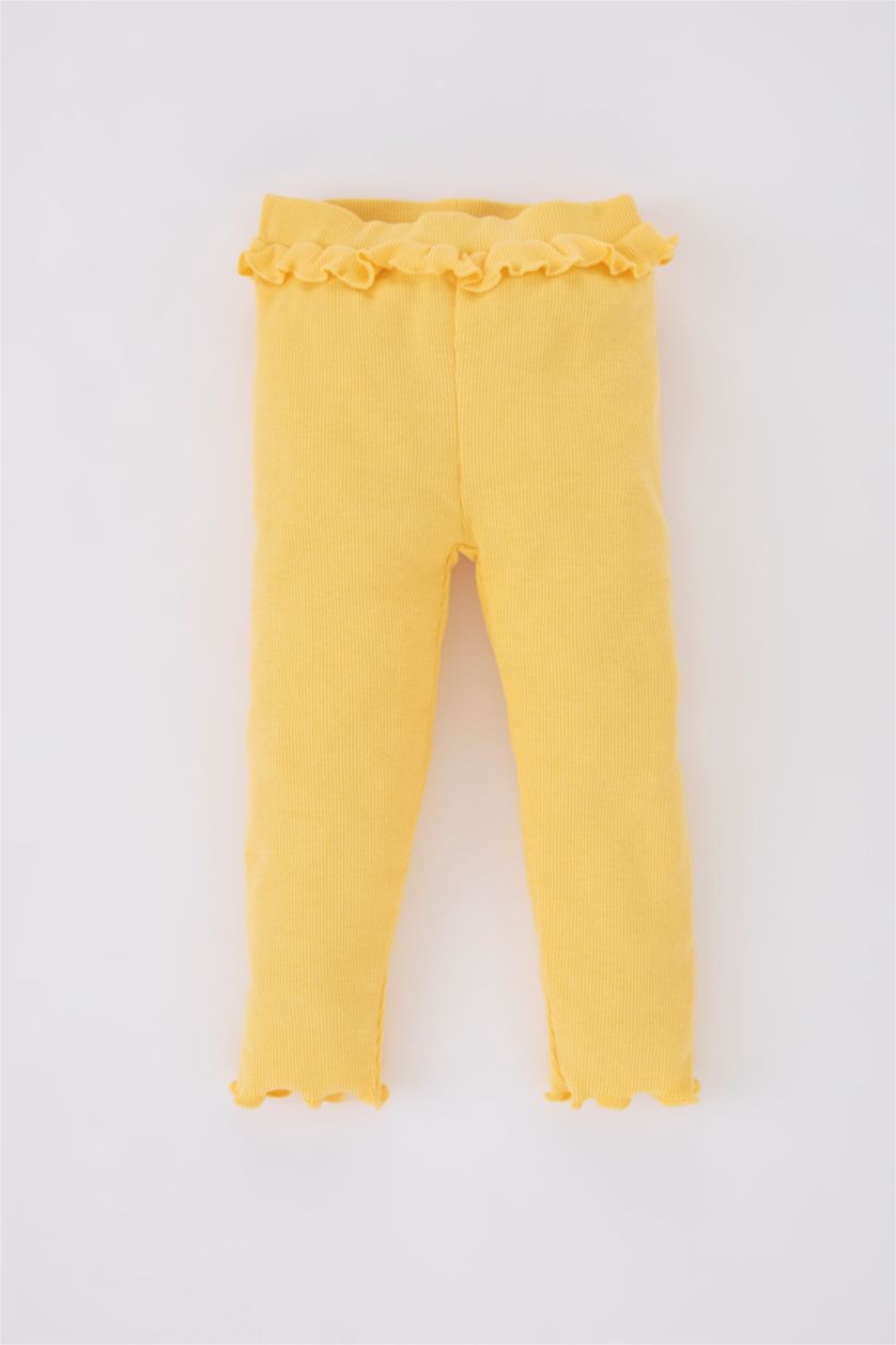 طفلة صغيرة أصفر طقم بناتي بيبي فلورال وياقة مستديرة - قطعتين