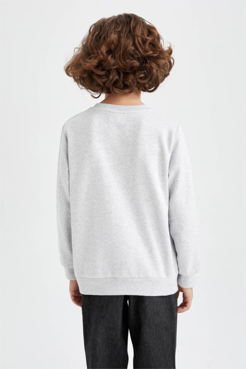 BOYS & TEENS Light Grey Melange قماش سميك قصة عادية